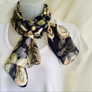 Zazou Semi-Sheer Navy Rose Floral Print Scarf
